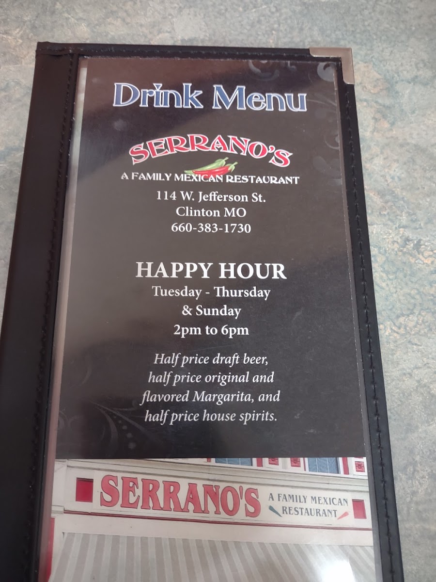 Menu Serrano's A Family Mexican Restaurant-1