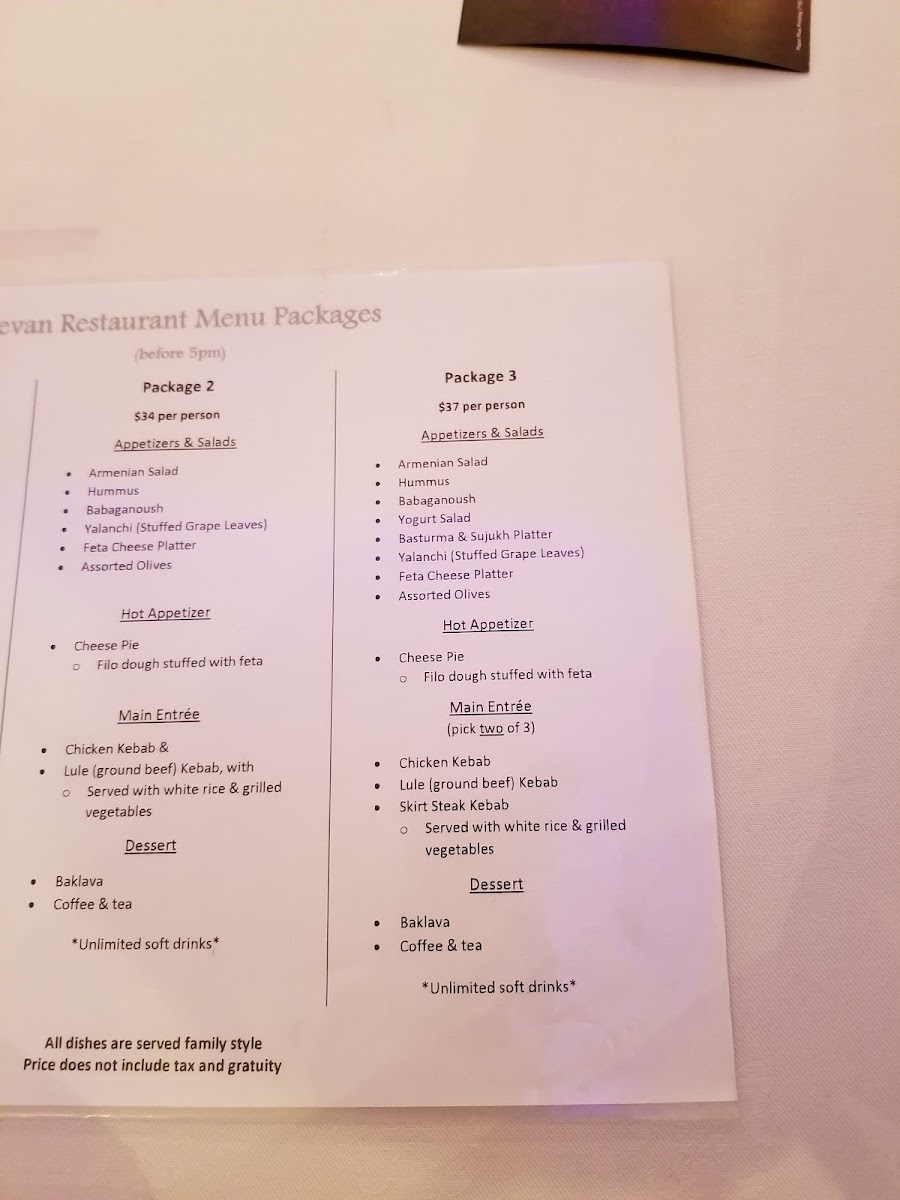 Menu Sevan Restaurant & Catering-1