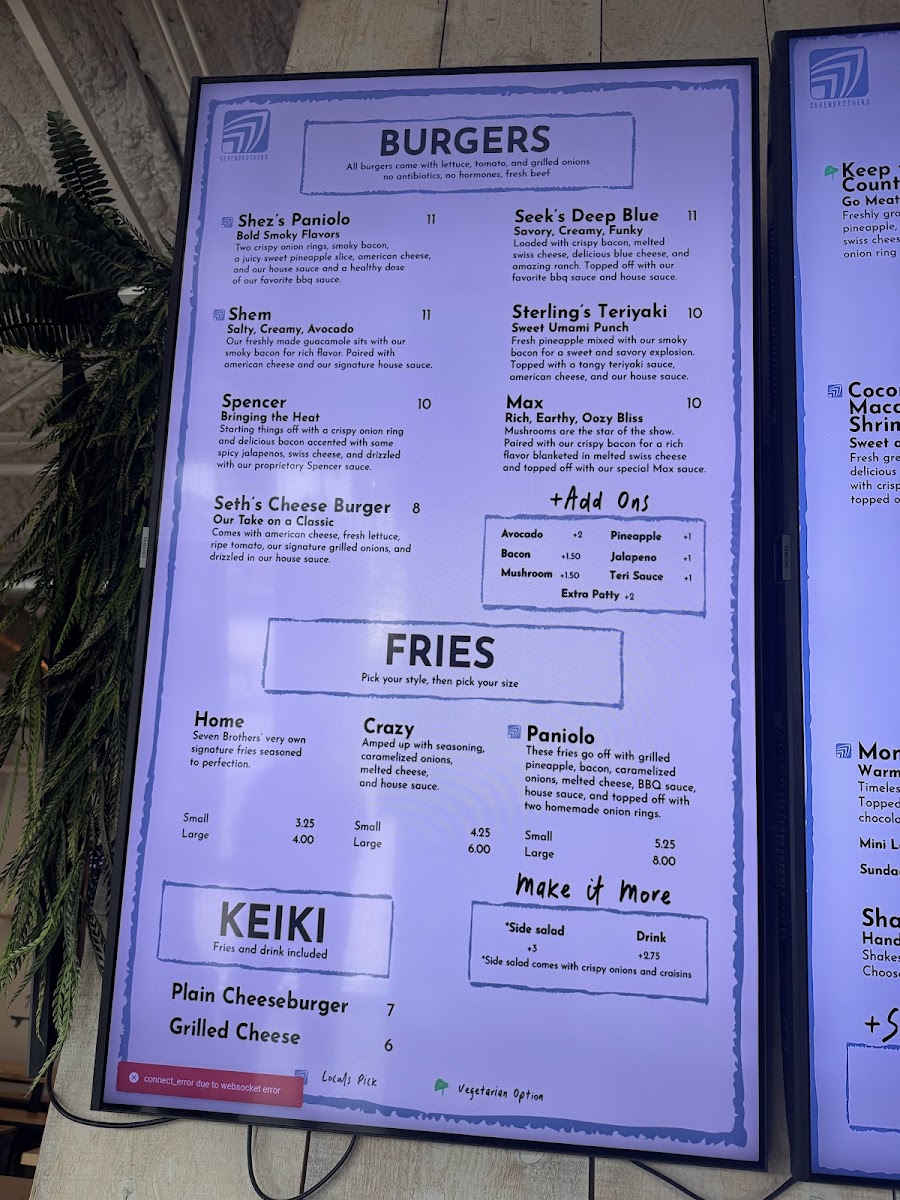 Menu Seven Brothers Burgers - Provo-8