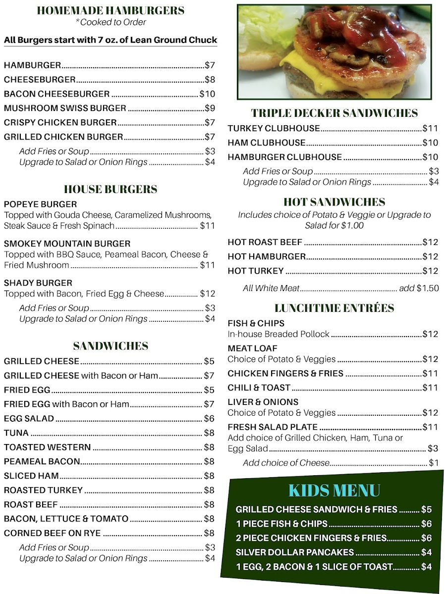Menu Shady Pine Family Restaurant-1