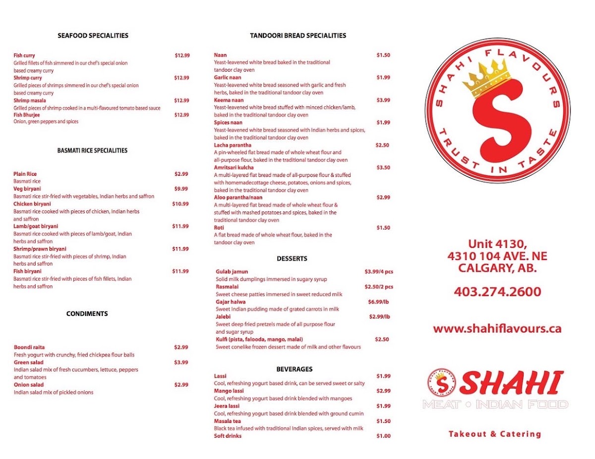 Menu Shahi Flavours Meat & Indian Food-1