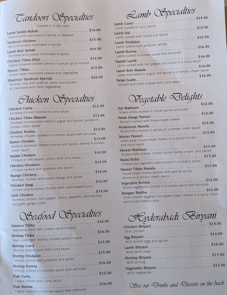 Menu Shalimar Restaurant-5