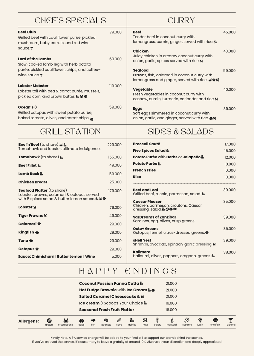 Menu Shanga Restaurant Paje-1