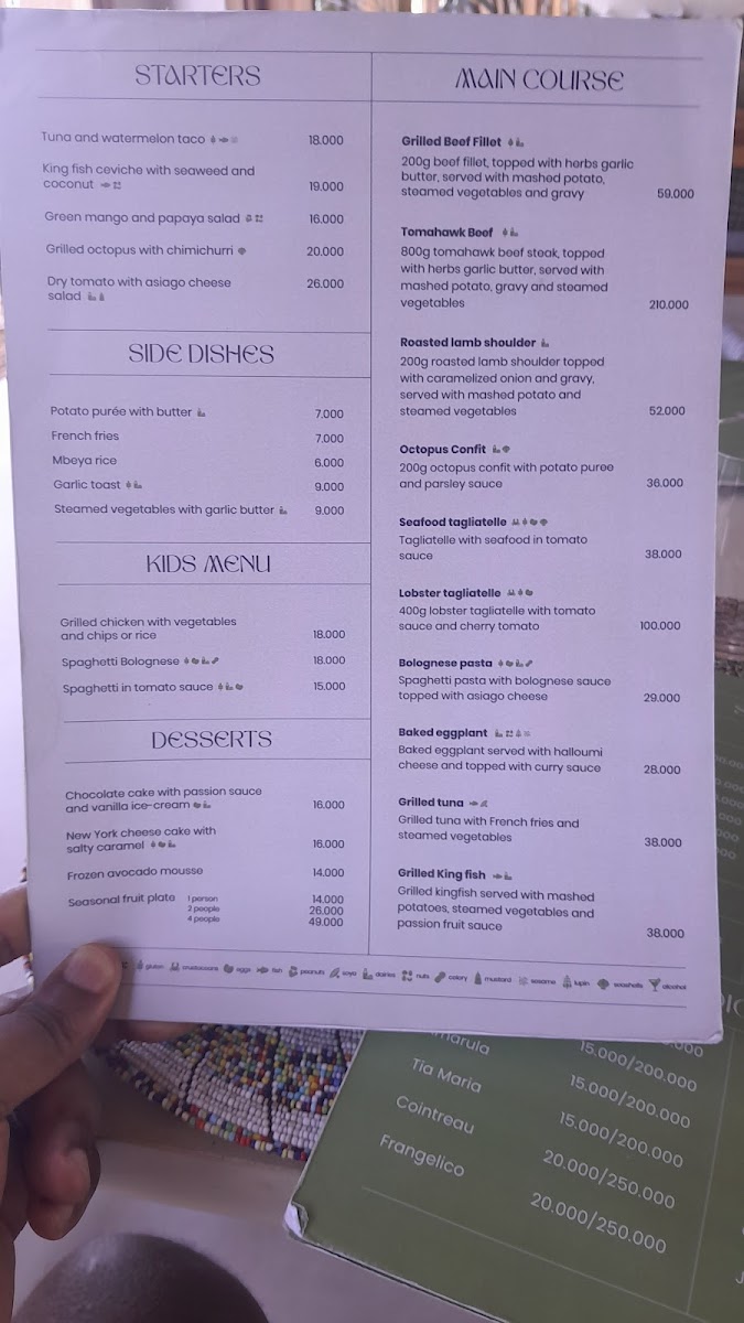 Menu Shanga Restaurant Paje-10