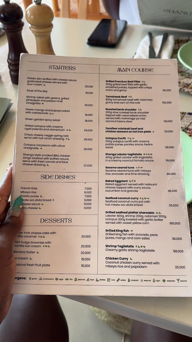 Menu Shanga Restaurant Paje-4