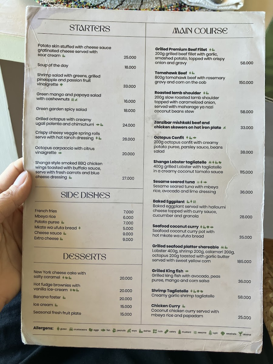 Menu Shanga Restaurant Paje-6
