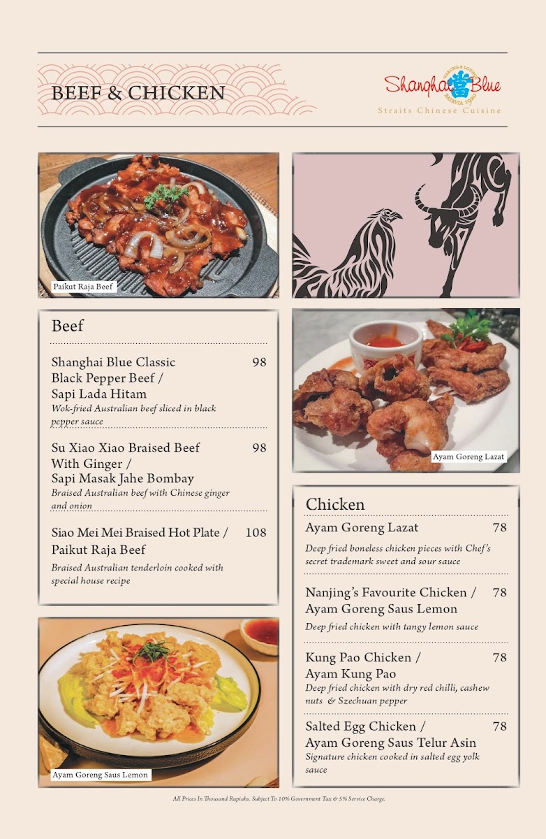 Menu Shanghai Blue 1920-2