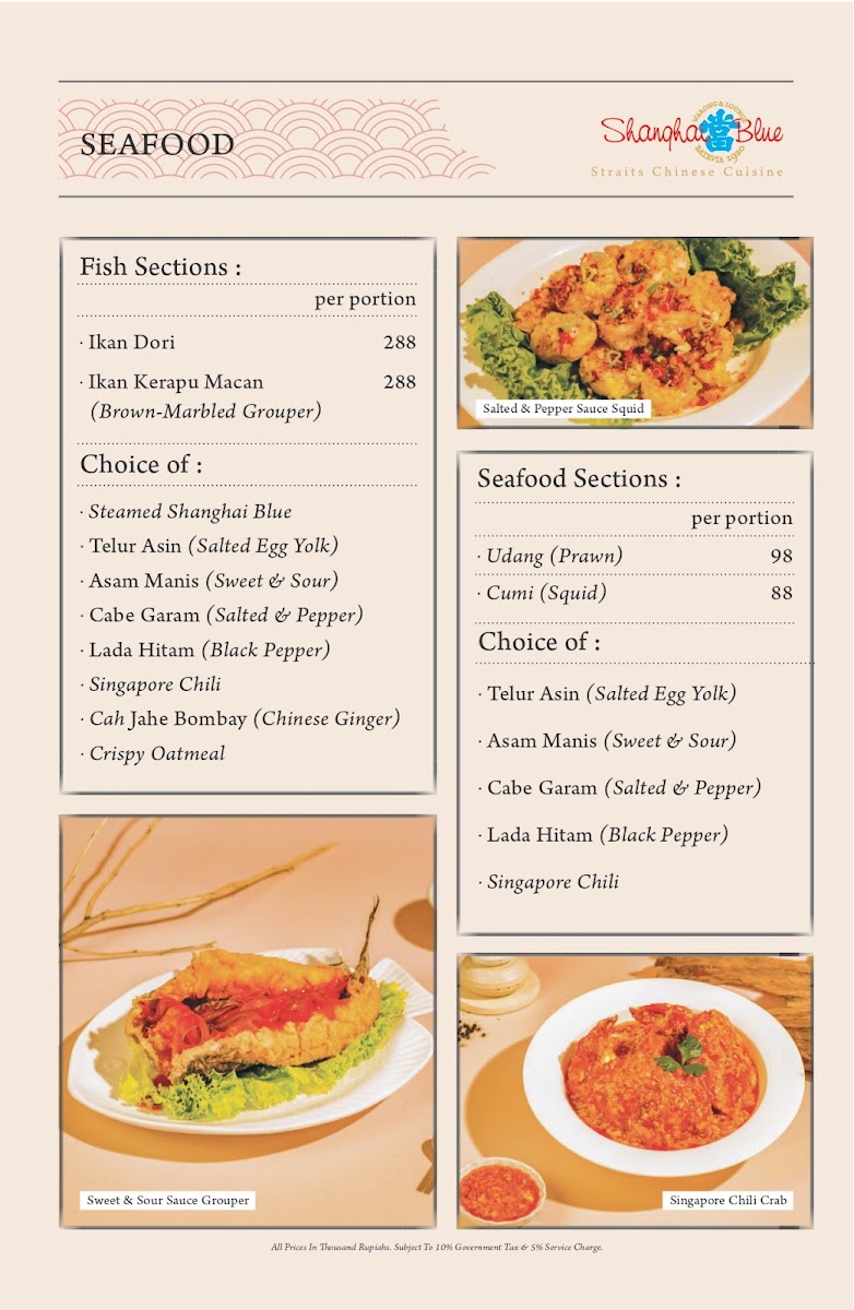 Menu Shanghai Blue 1920-3