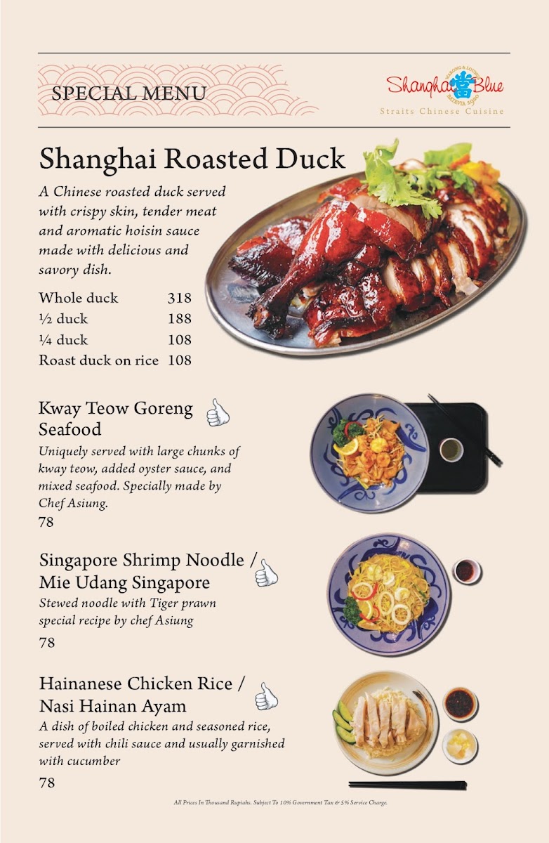 Menu Shanghai Blue 1920-4