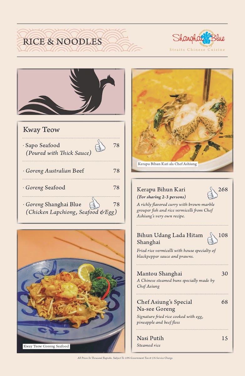 Menu Shanghai Blue 1920-7