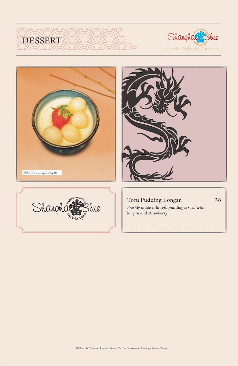 Menu Shanghai Blue 1920-9
