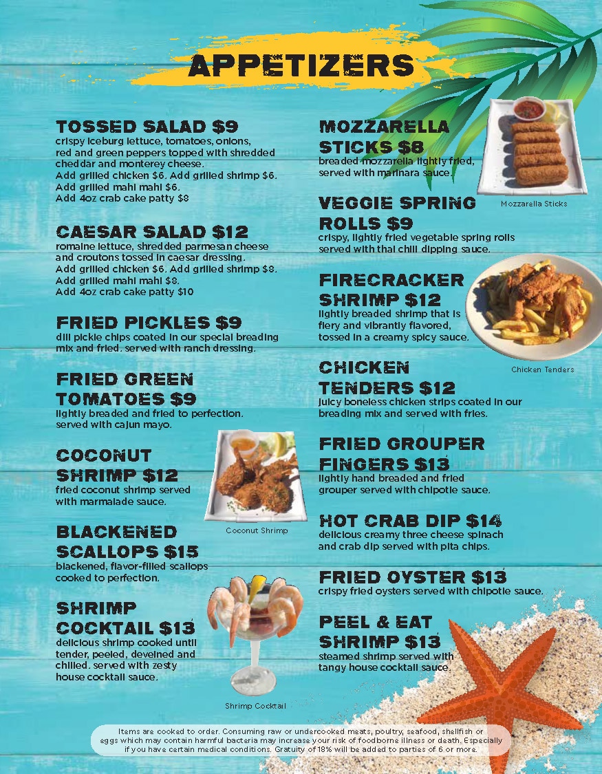 Menu Sharkey's Oceanfront Restaurant-1