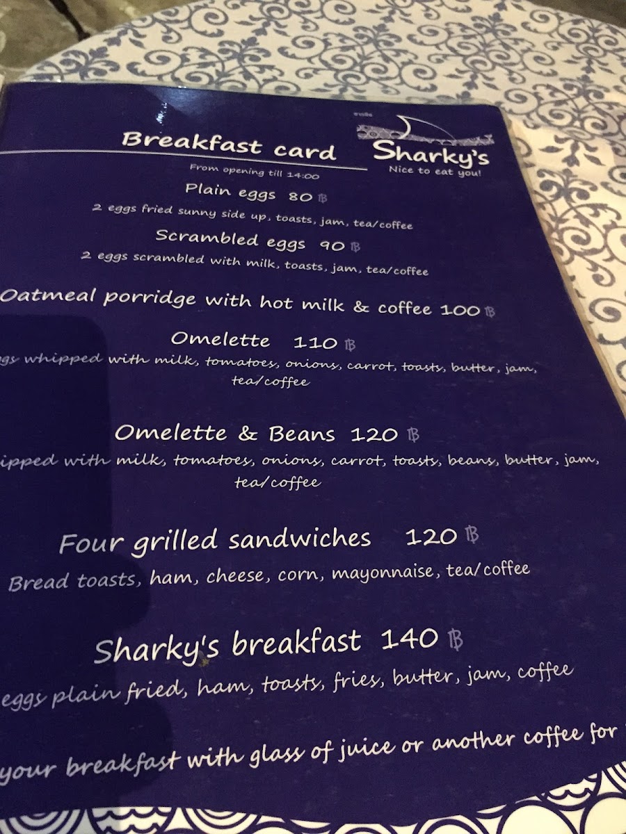 Menu Sharky Restaurant & Bar - Garden Terrace-1
