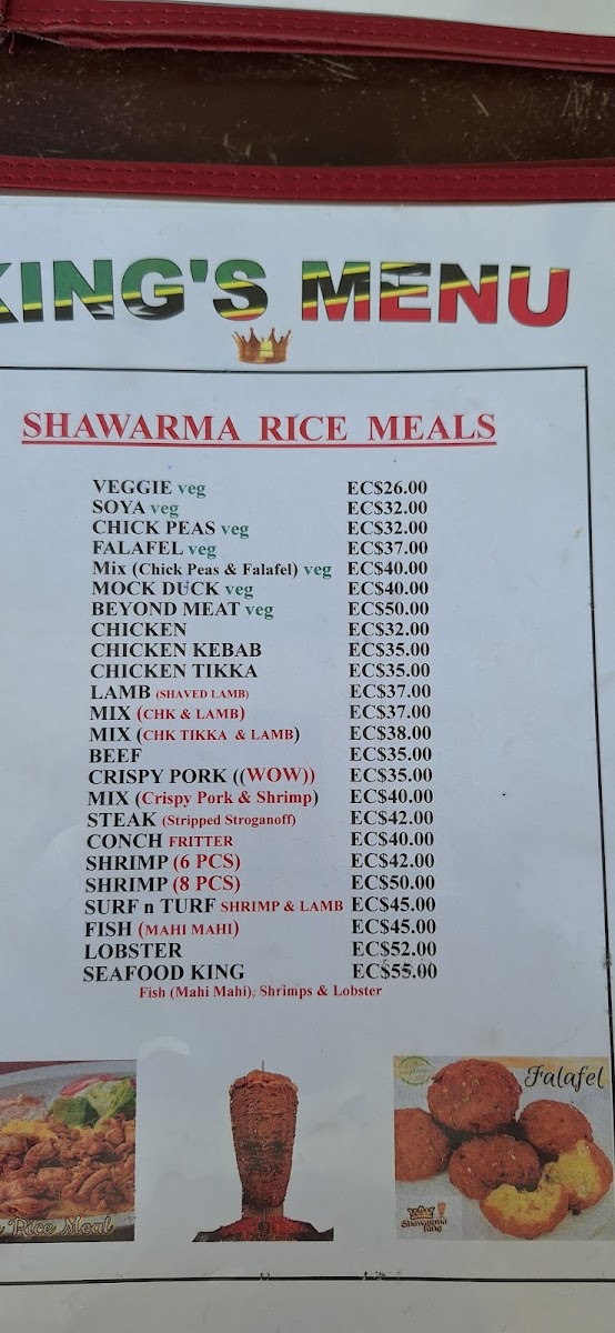 Menu Shawarma King 3 Frigate Bay-3