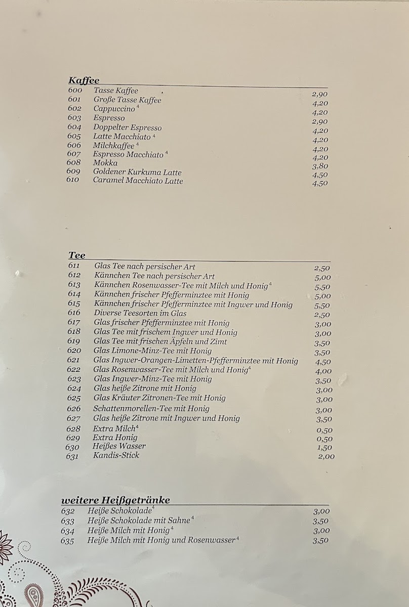 Menu Shayan