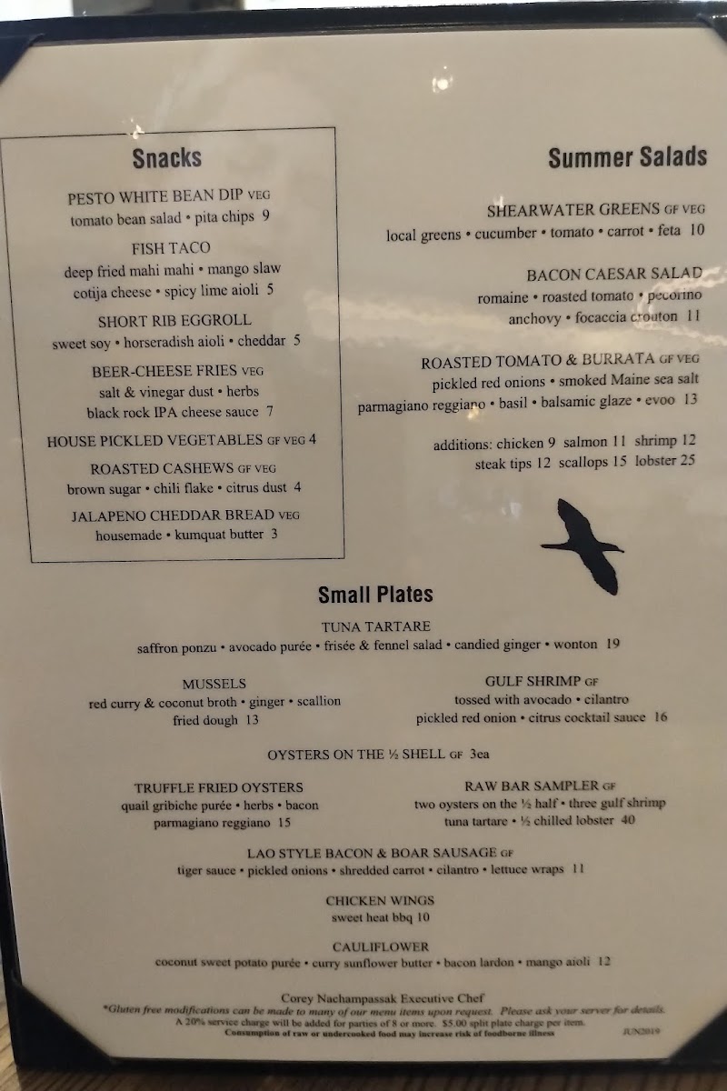 Menu Shearwater At Stage Neck Inn-3