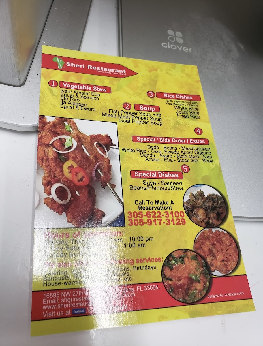 Menu Sheri African Restaurant-1