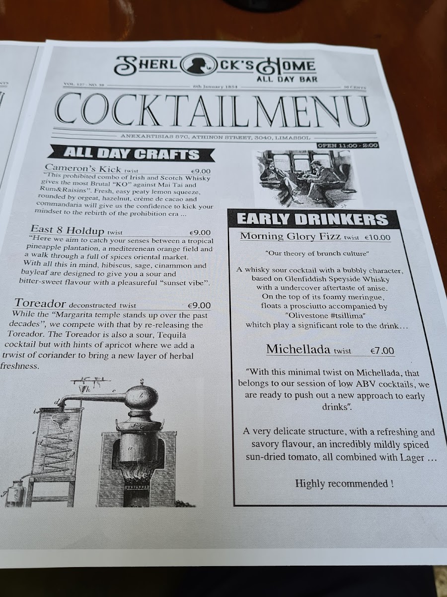 Menu Sherlock's Home Bar-2
