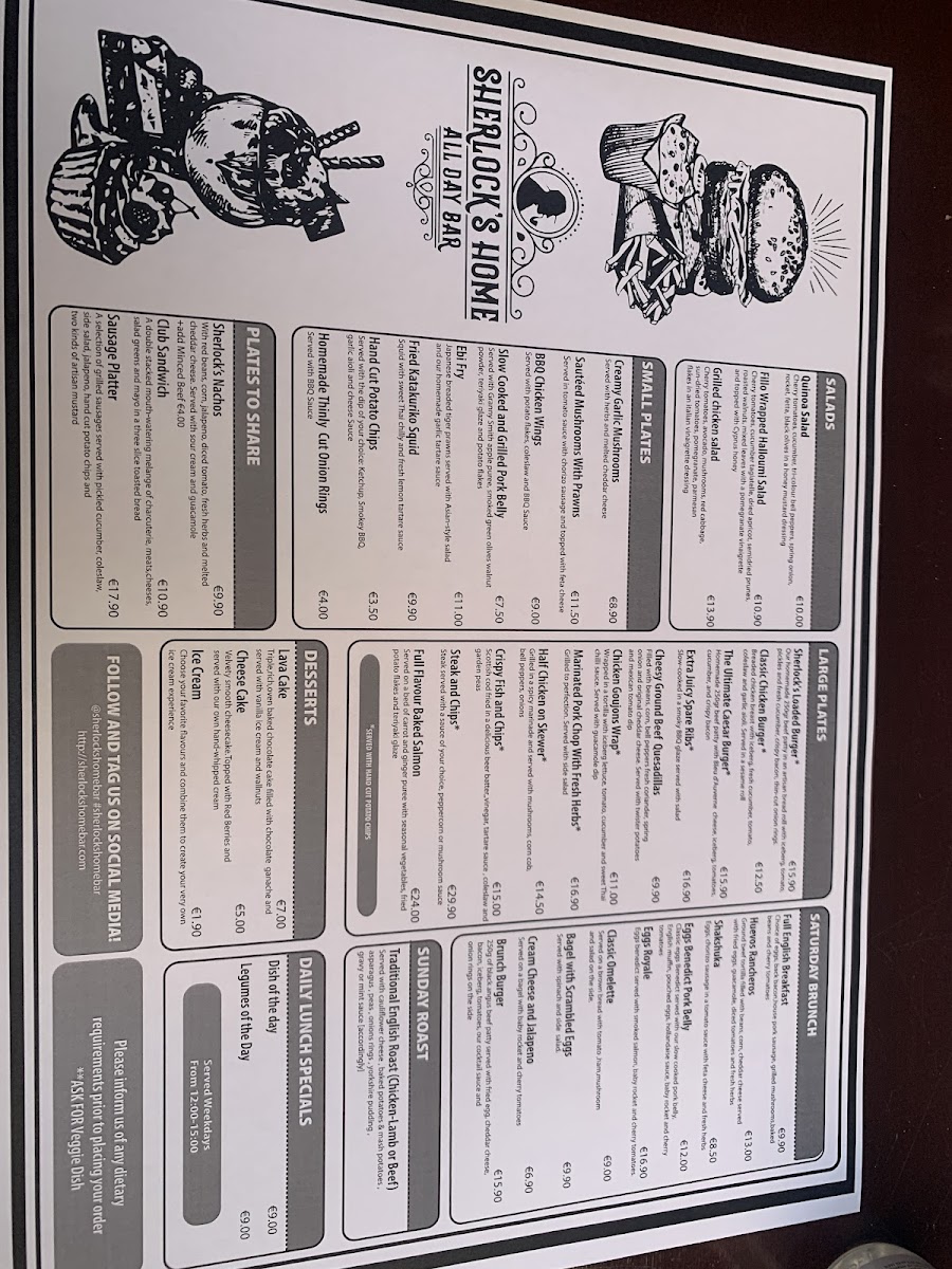 Menu Sherlock's Home Bar-8