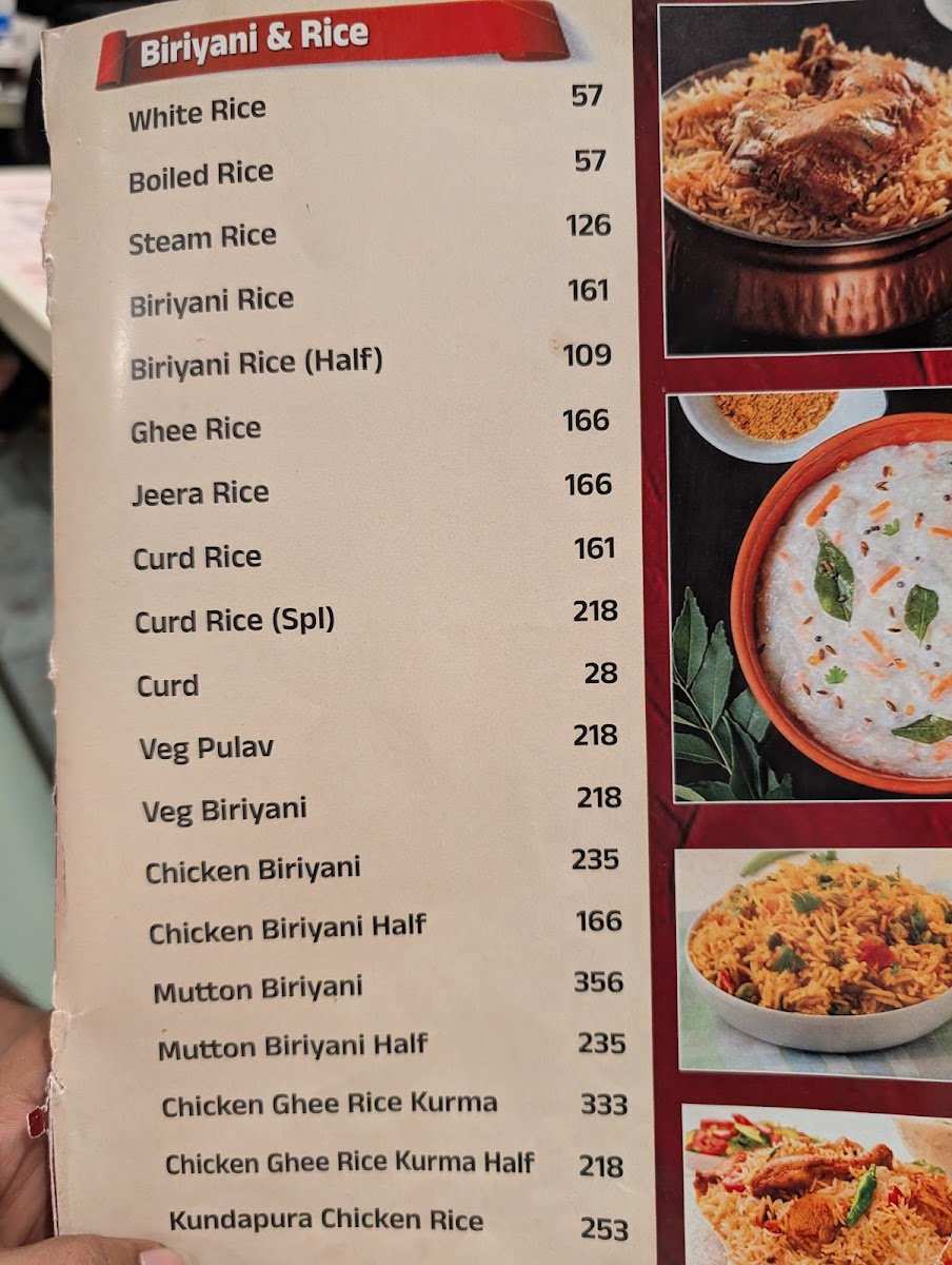 Menu Shetty Lunch Home Estd. 1956-7