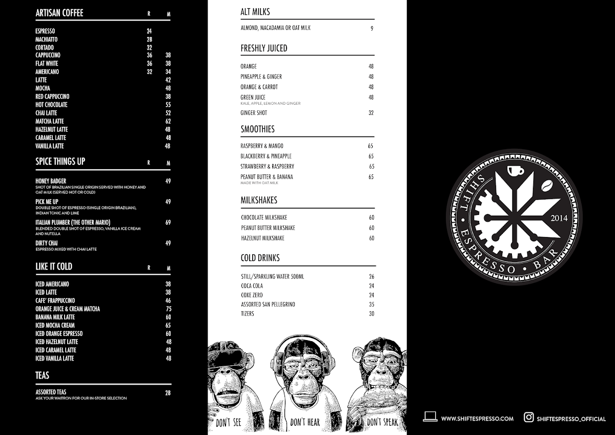 Menu Shift Espresso Bar | Glengariff-3