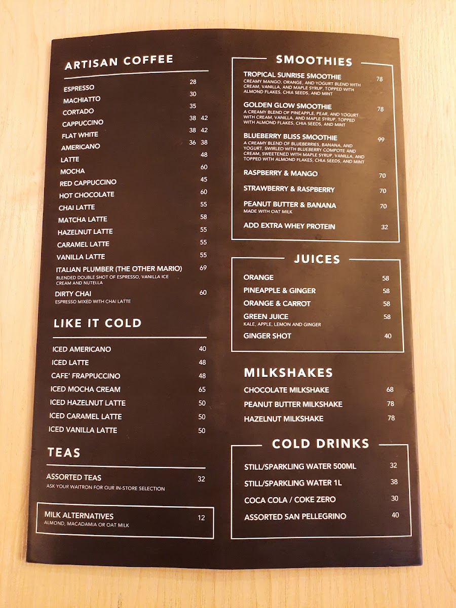 Menu Shift Espresso Bar | Waterway House-1