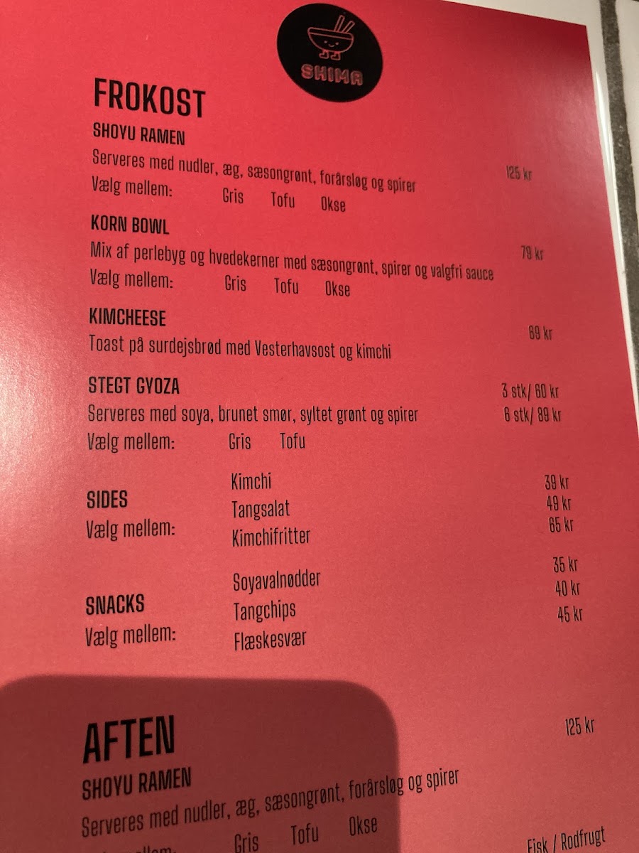 Menu Shima-1