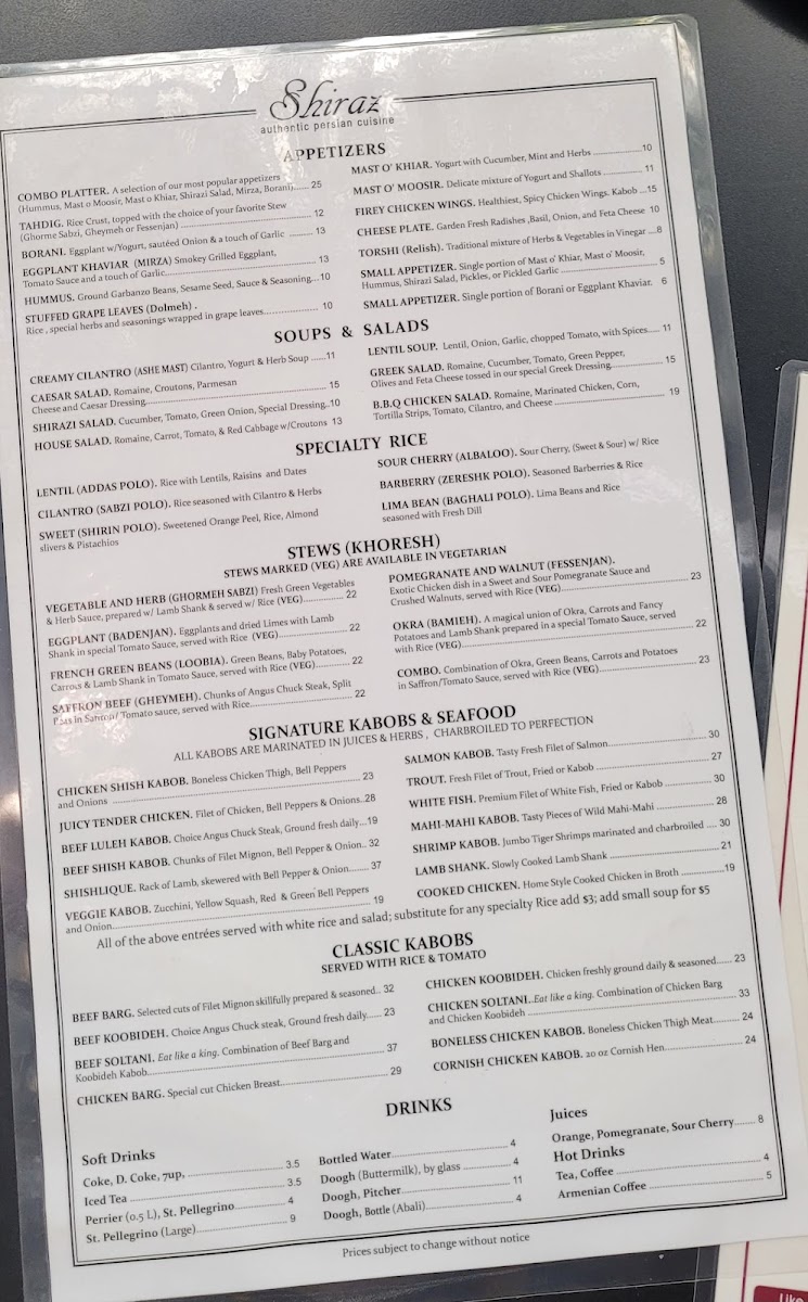 Menu Shiraz Restaurant-3