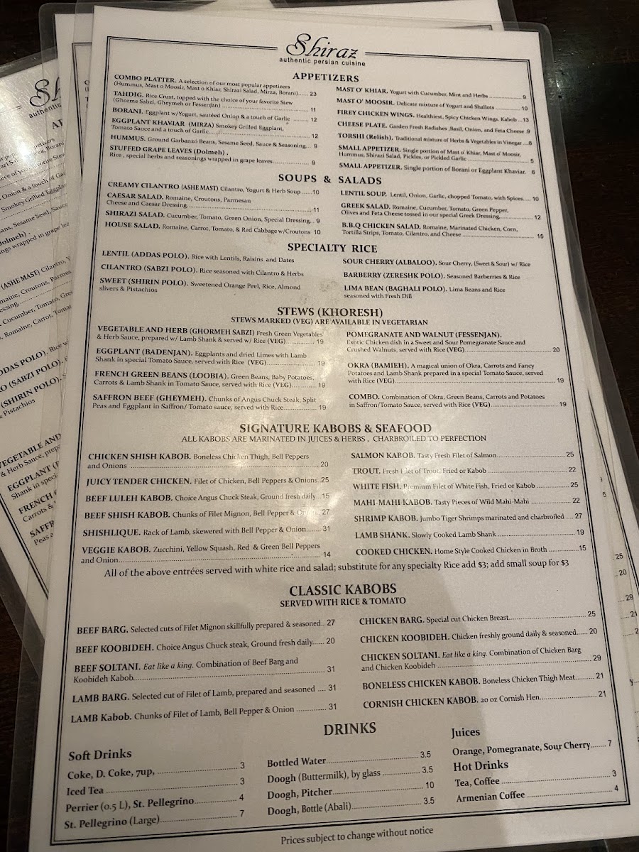 Menu Shiraz Restaurant-5