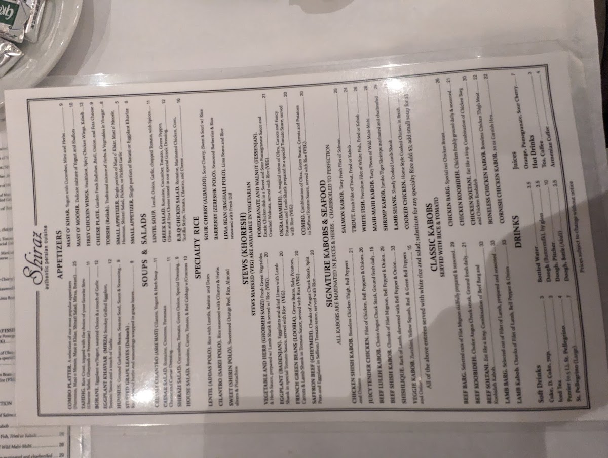 Menu Shiraz Restaurant-8