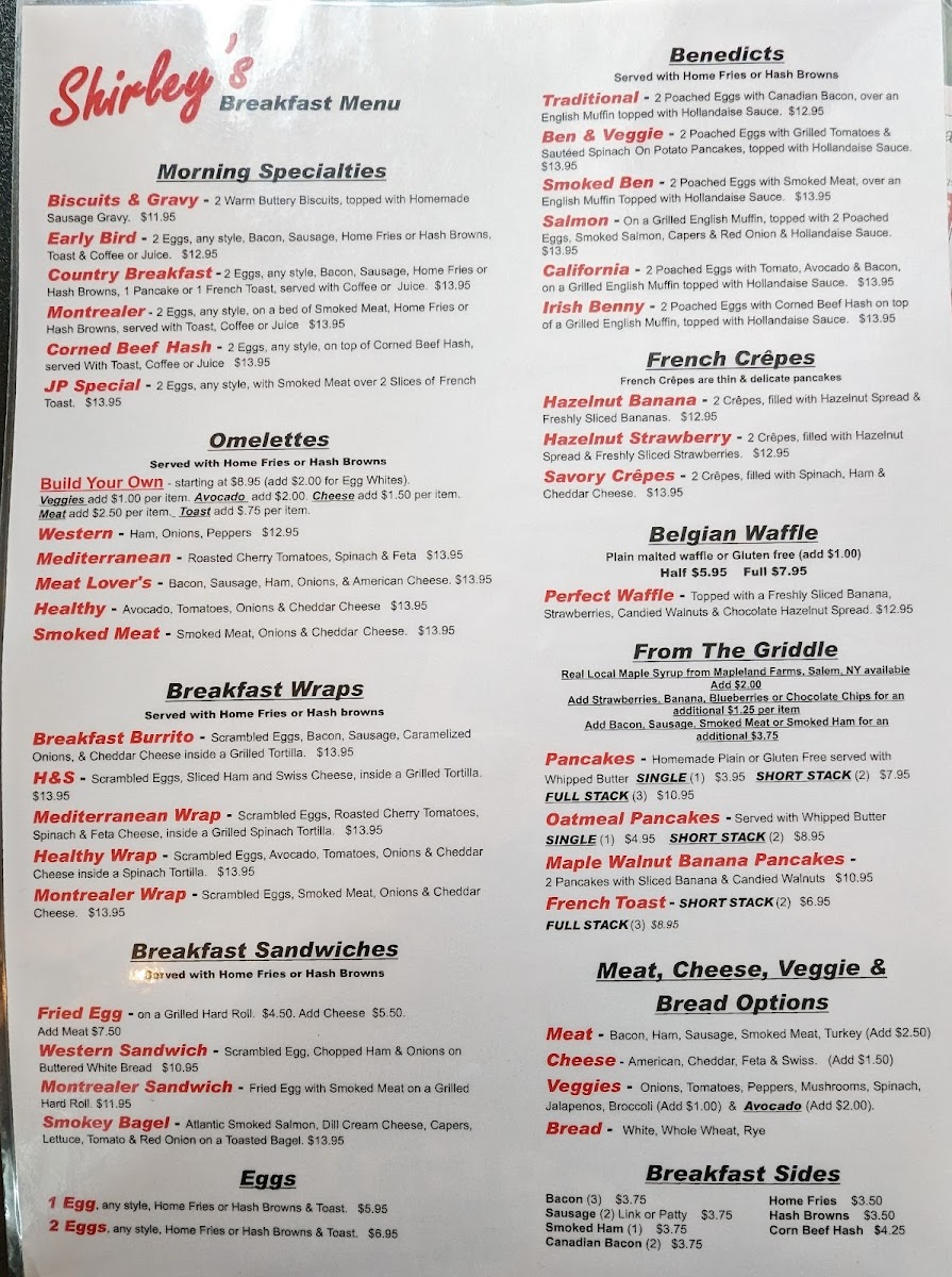 Menu Shirley's Diner-7