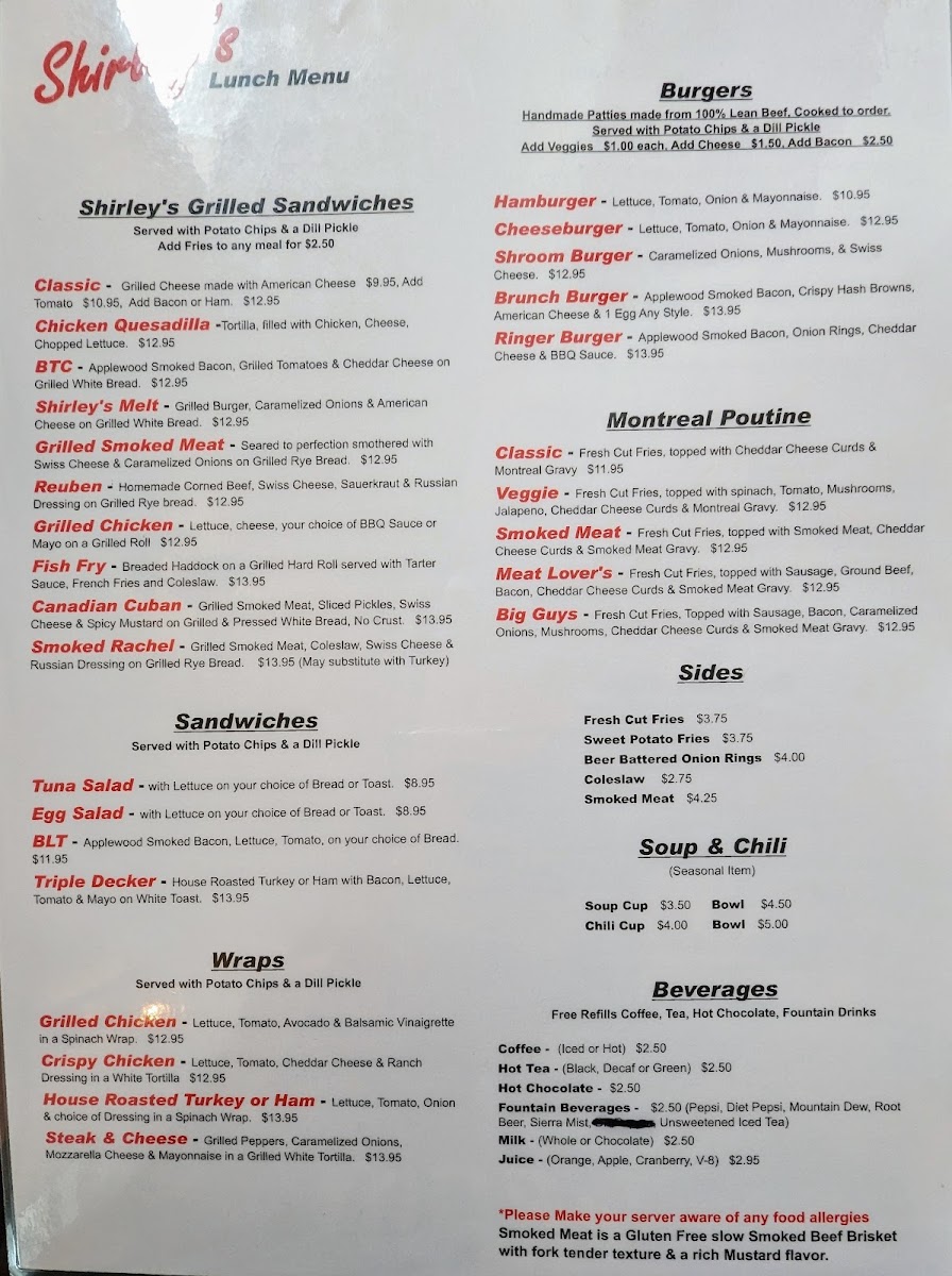 Menu Shirley's Diner-8