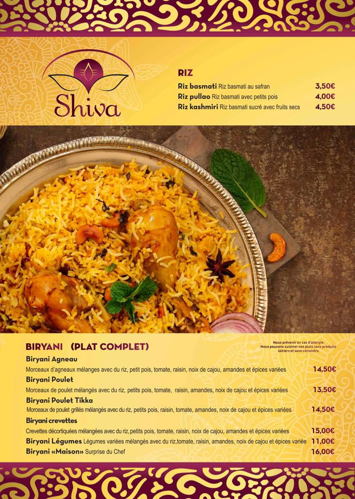 Menu Shiva - Restaurant Indien-10