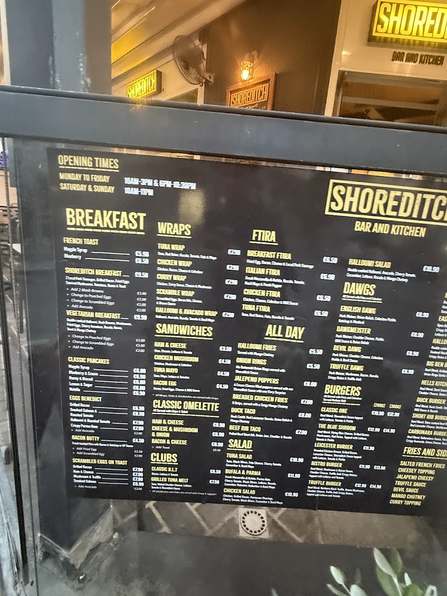 Menu Shoreditch Bar And Kitchen-1