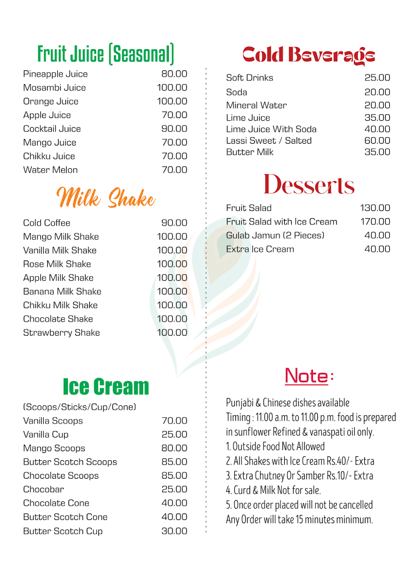 Menu Shree Krishna Palace-4