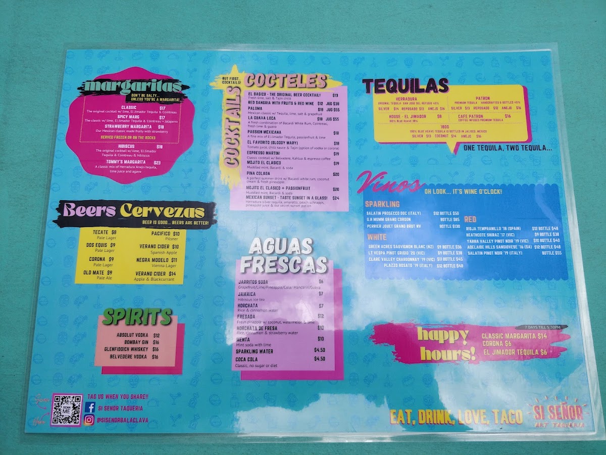 Menu Si Senor Art Taqueria (Balaclava)-3