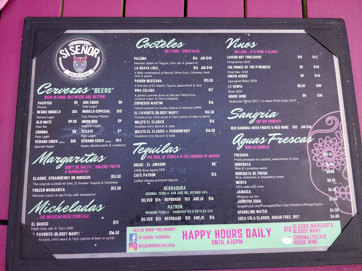Menu Si Senor Art Taqueria (Balaclava)-4