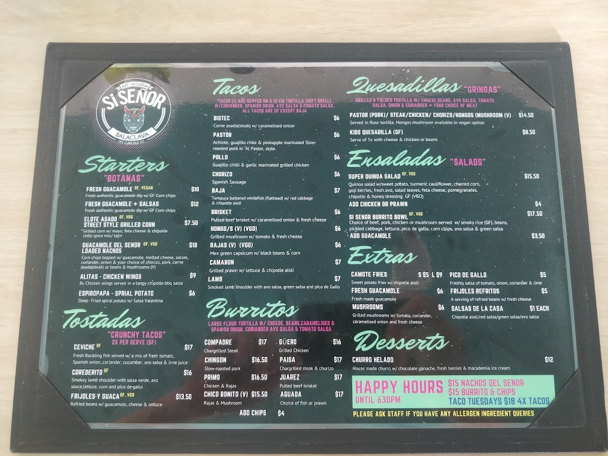 Menu Si Senor Art Taqueria (Balaclava)-5