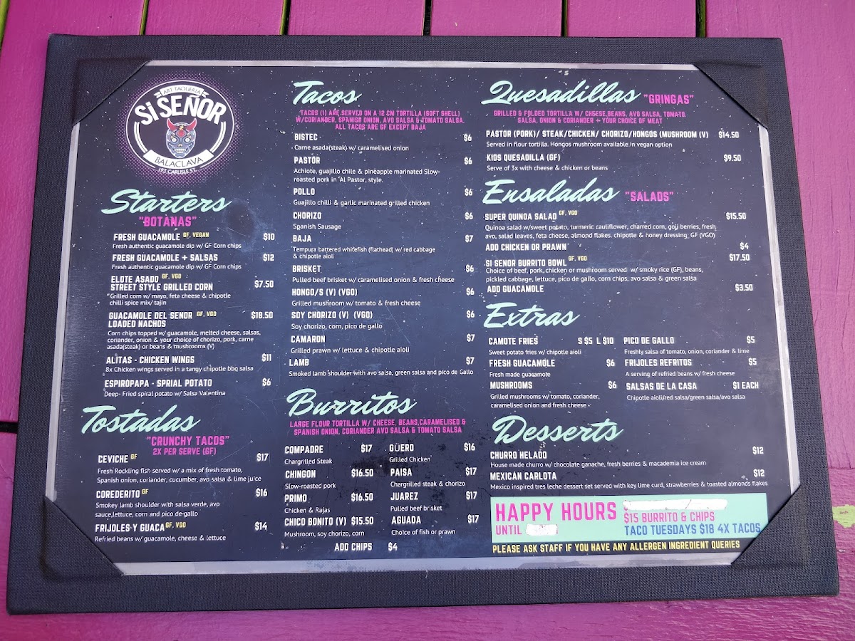 Menu Si Senor Art Taqueria (Balaclava)-6