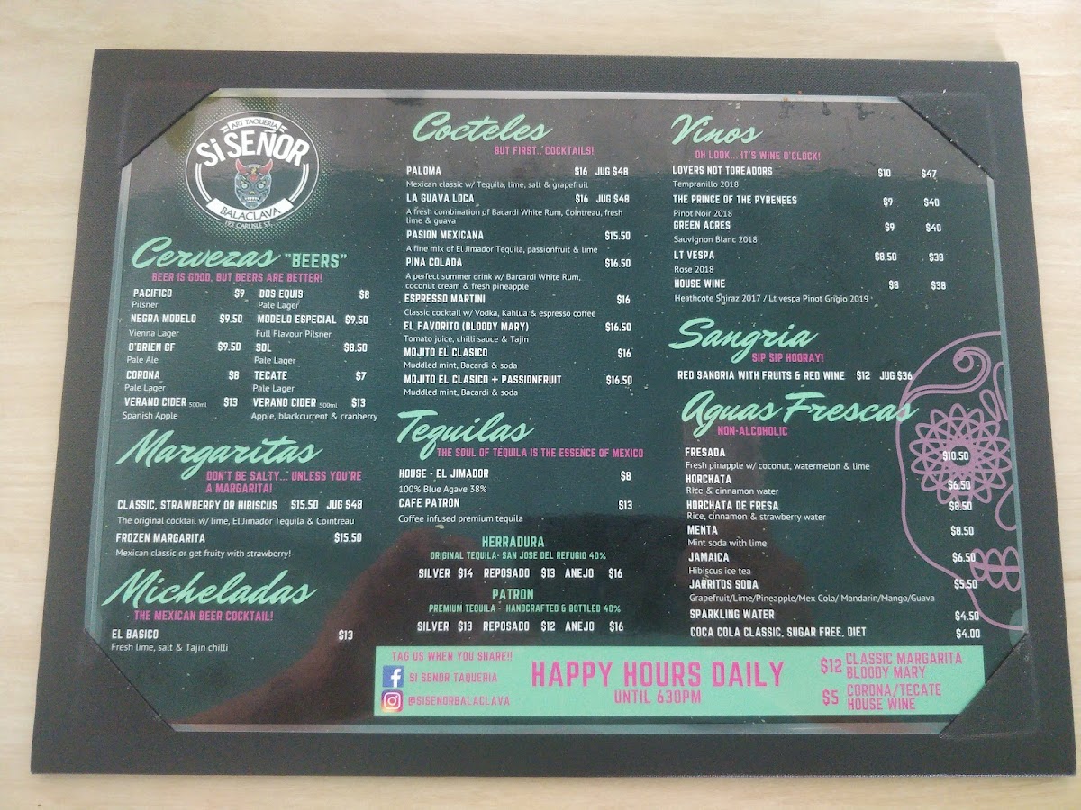 Menu Si Senor Art Taqueria (Balaclava)-7