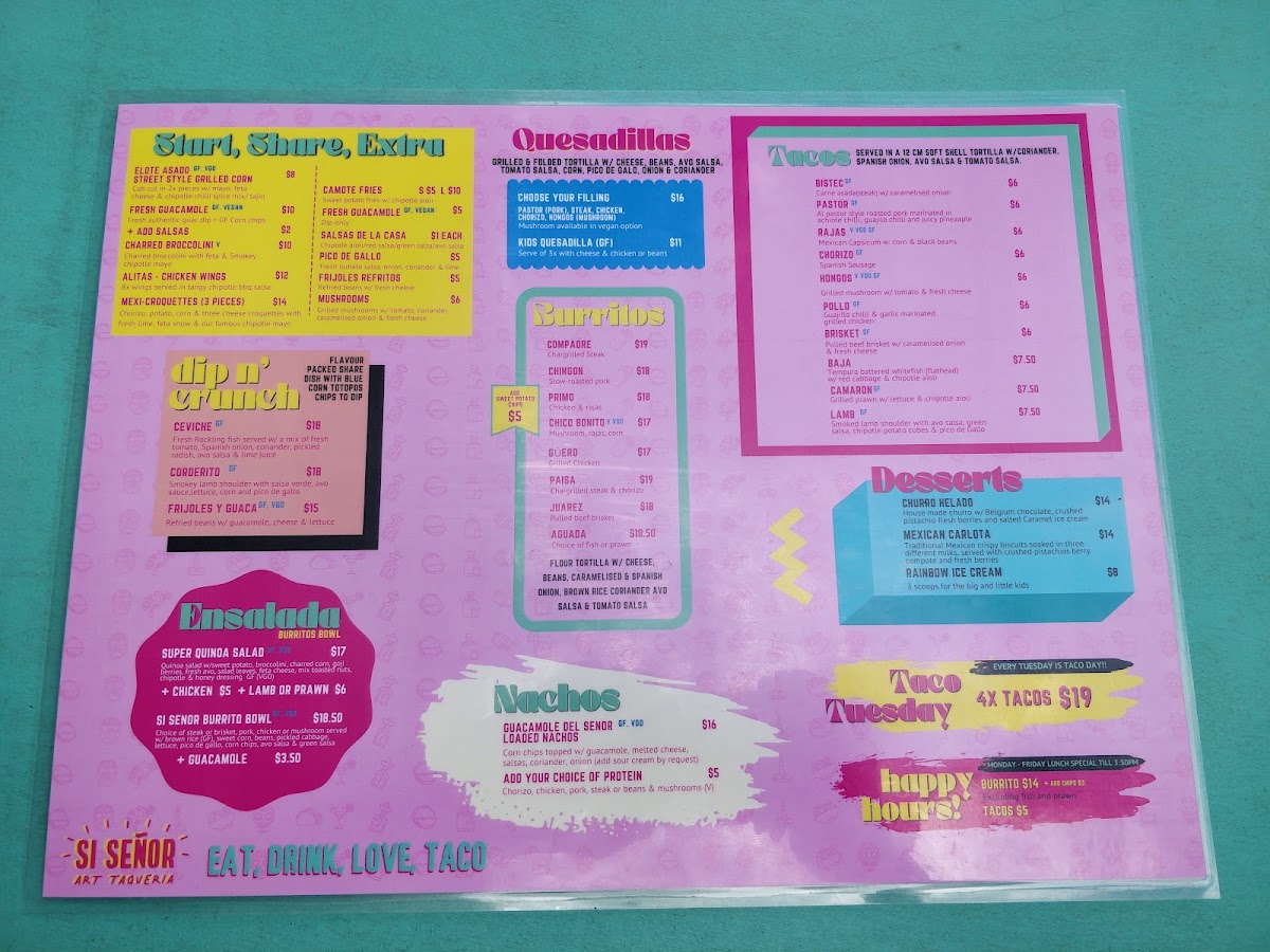 Menu Si Senor Art Taqueria (Balaclava)-8