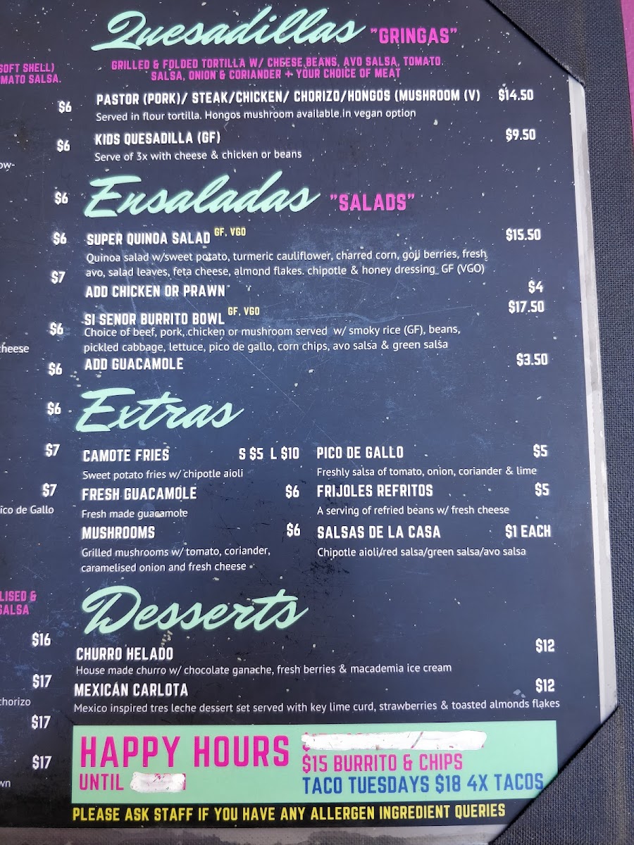 Menu Si Senor Art Taqueria (Balaclava)-9