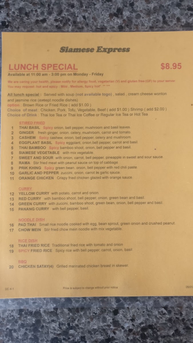 Menu Siamese Express-3
