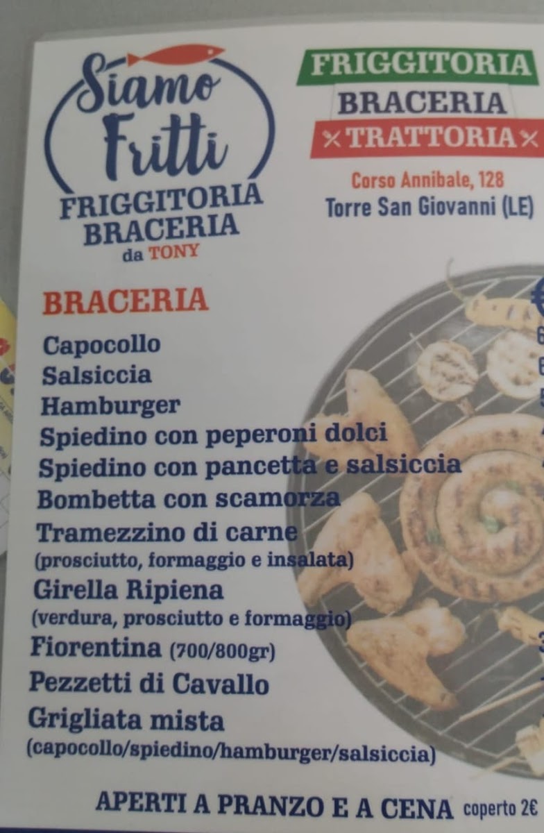 Menu Siamo Fritti Friggitoria-Braceria-Trattoria Da Tony-1