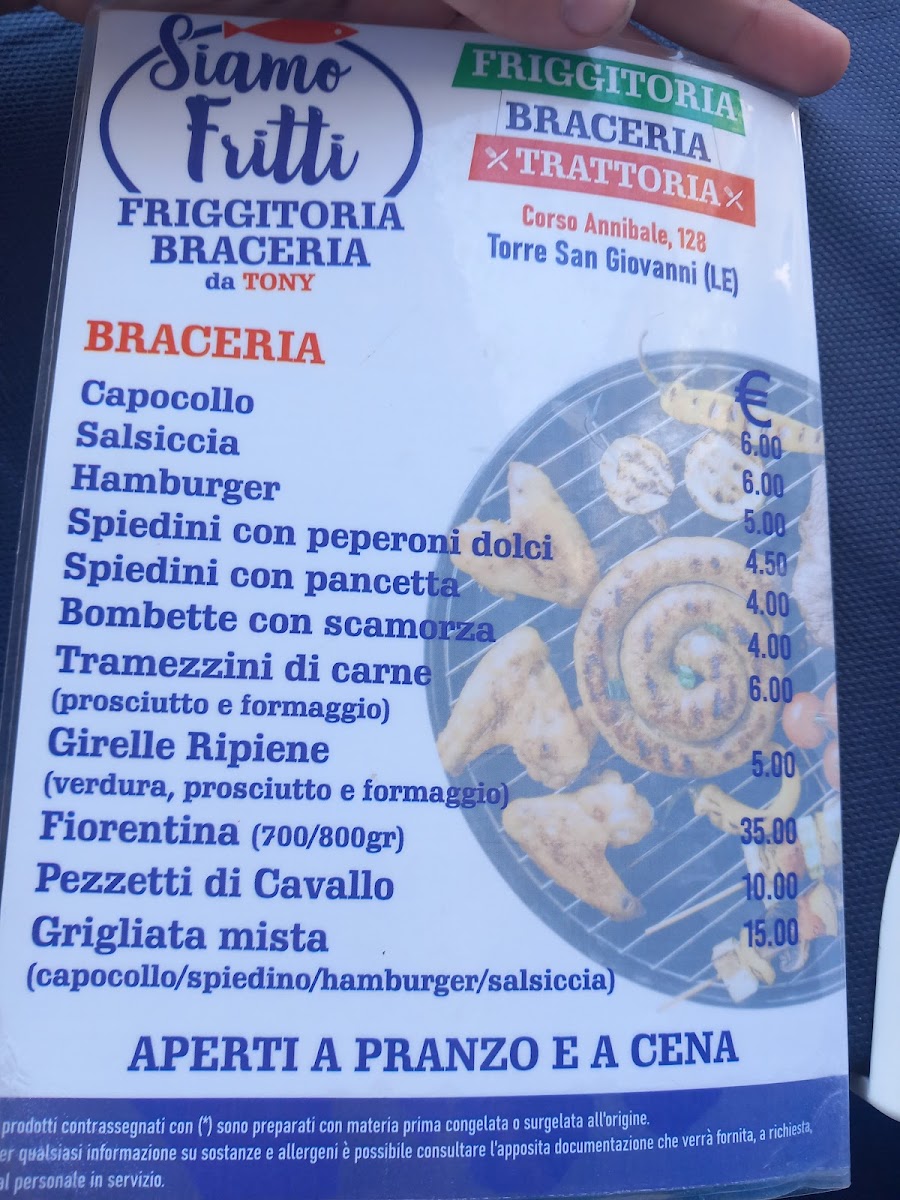 Menu Siamo Fritti Friggitoria-Braceria-Trattoria Da Tony-10