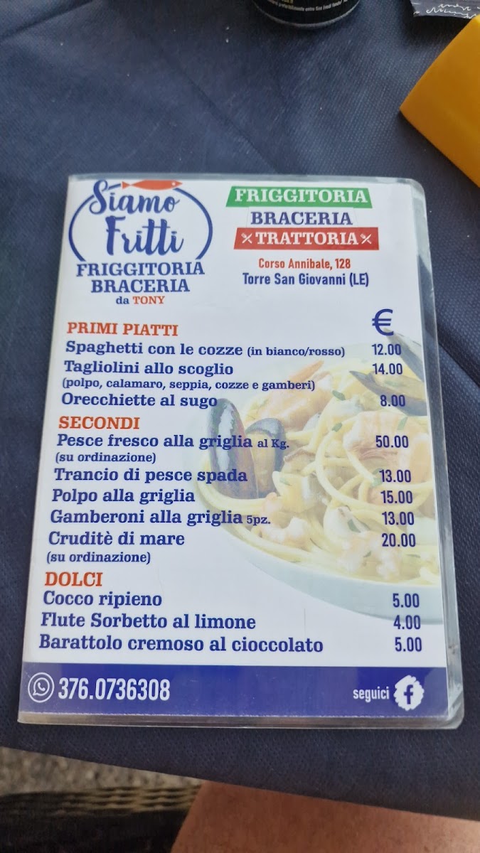 Menu Siamo Fritti Friggitoria-Braceria-Trattoria Da Tony-8
