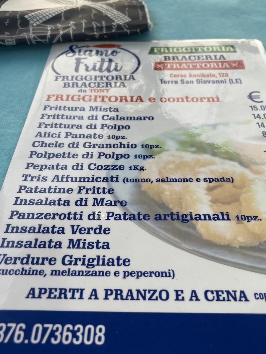 Menu Siamo Fritti Friggitoria-Braceria-Trattoria Da Tony-9