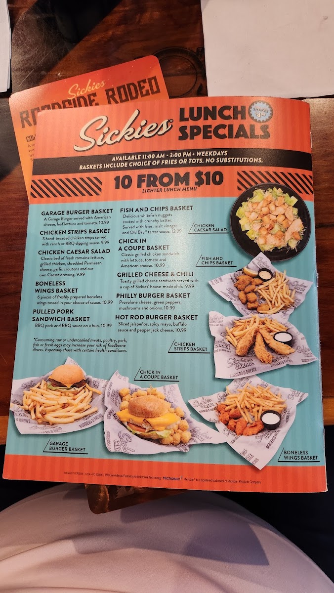 Menu Sickies Garage Burgers & Brews-4