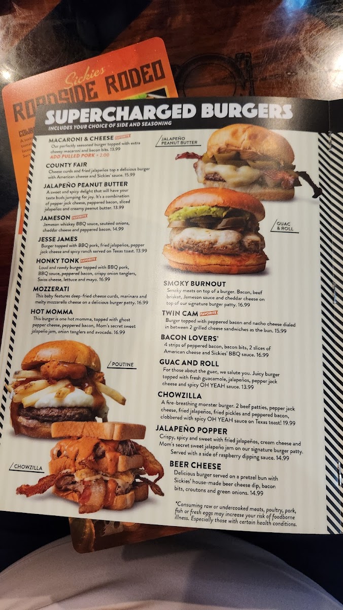 Menu Sickies Garage Burgers & Brews-5