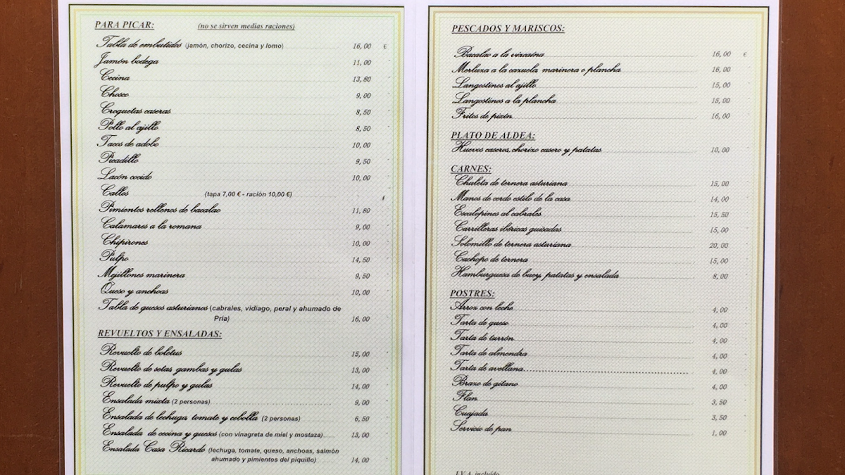 Menu Sidreria Restaurante Casa Ricardo-2